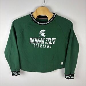 Michigan‎ State Spartans Green Cropped Sweatshirt XL EG Pressbox College
